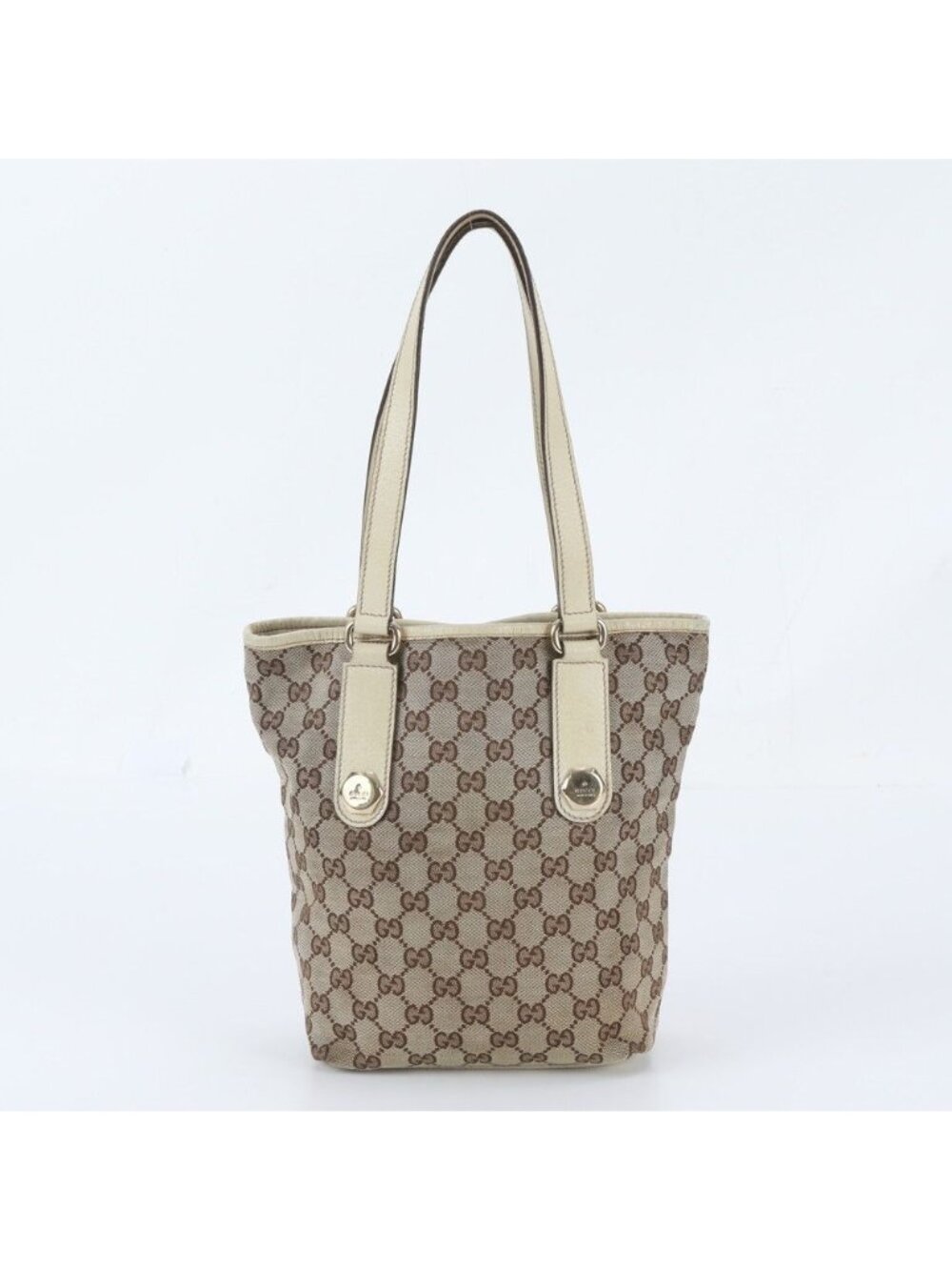 Gucci GG Canvas Leather Bucket Tote Bag Shoulder